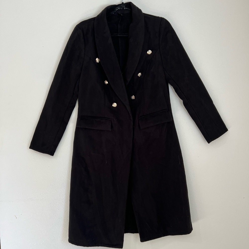 Elegant Black Double-Breasted Women's Coat